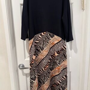 Black and Animal Print Dress By Zara